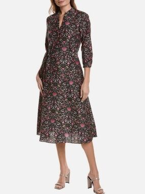 J. McLaughlin "Annabella" Floral Shirt Dress with Tie Belt, M